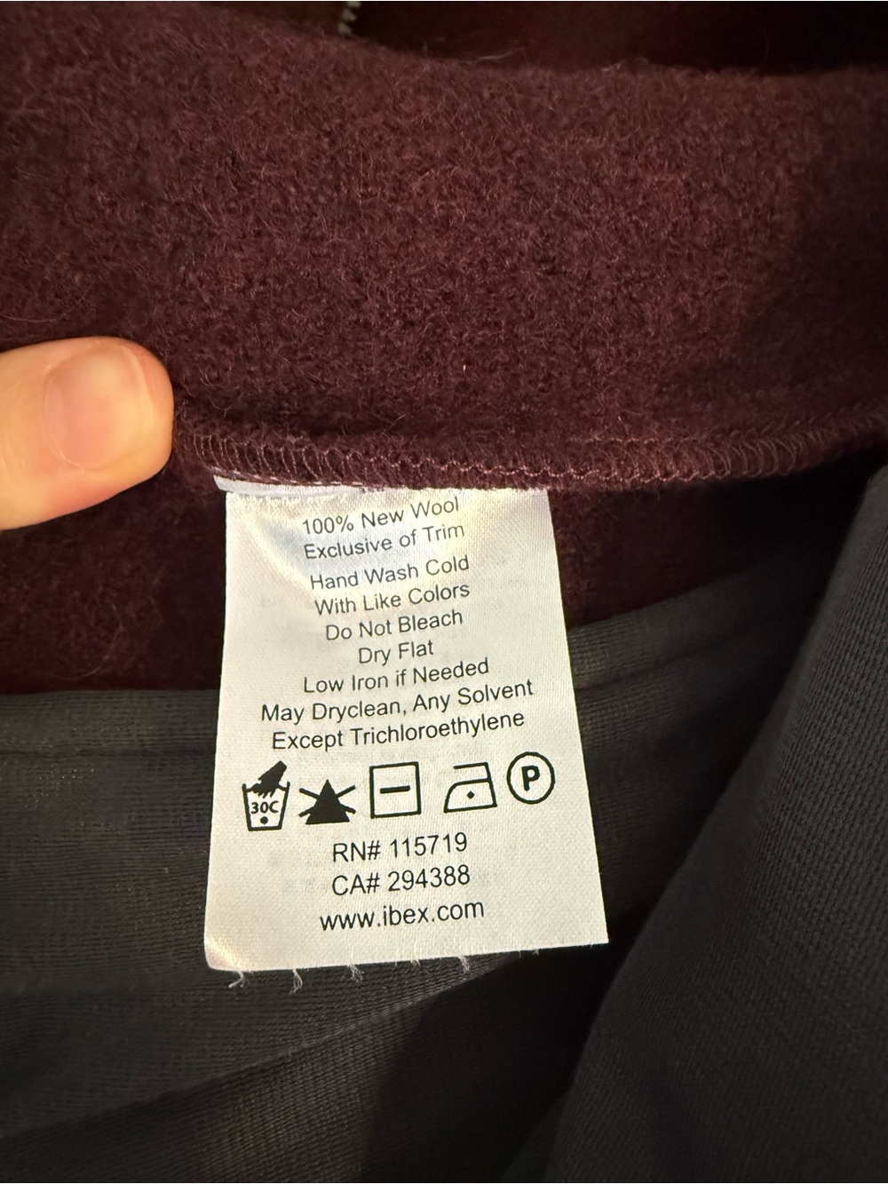 ibex Men's Burgundy and Black Wool Zip Vest - Picture 6 of 8